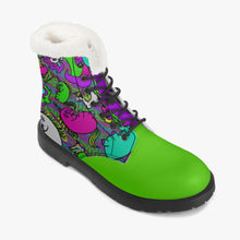 Load image into Gallery viewer, Psycho Unicorn Faux Fur Leather Boots