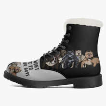 Load image into Gallery viewer, My Boys Won&#39;t Hesitate Faux Fur Leather Boots