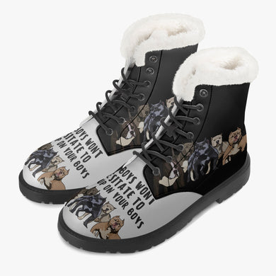My Boys Won't Hesitate Faux Fur Leather Boots