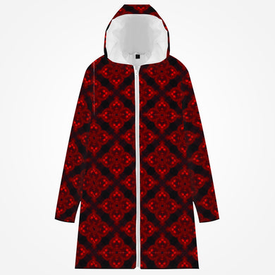 Deep Ruby Long Type Cotton-pad Zipper-up