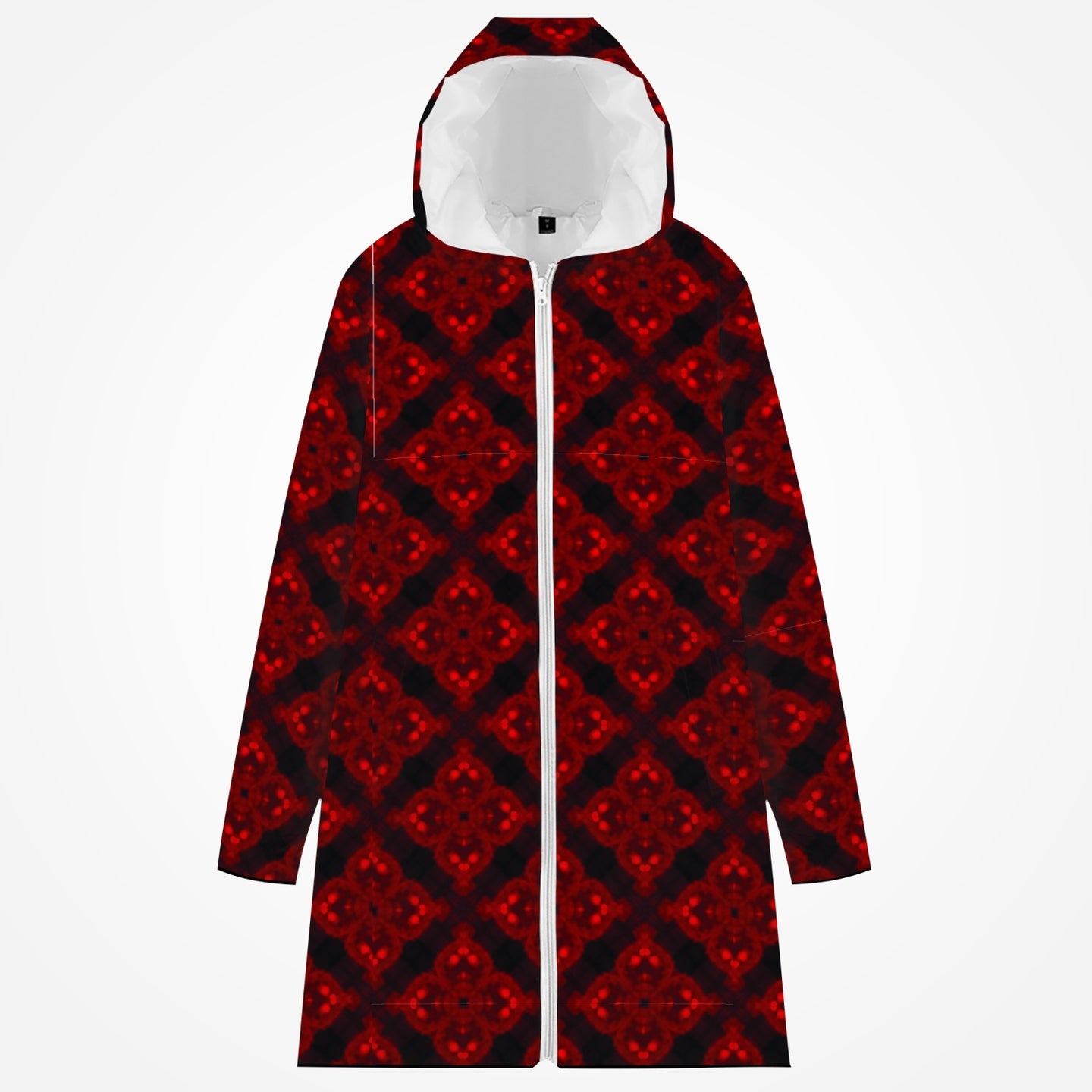 Deep Ruby Long Type Cotton-pad Zipper-up