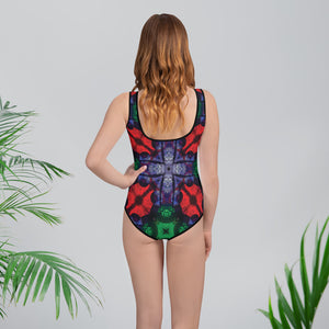 Kisses All-Over Print Youth Swimsuit
