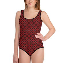 Load image into Gallery viewer, Deep Ruby All-Over Print Youth Swimsuit