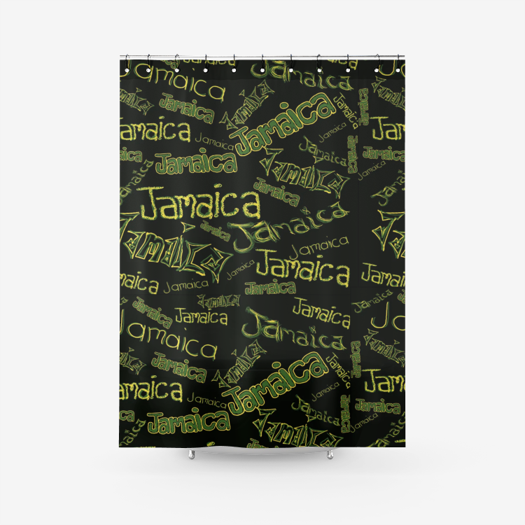Jamaica Textured Fabric Shower Curtain Printed Bathroom Curtains