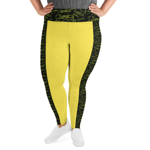 Jamaica Yellow All-Over Print Plus Size Leggings