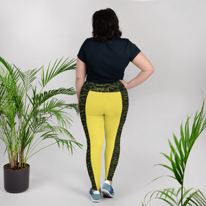 Jamaica Yellow All-Over Print Plus Size Leggings