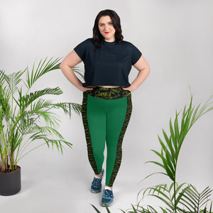 Jamaica Green All-Over Print Plus Size Leggings